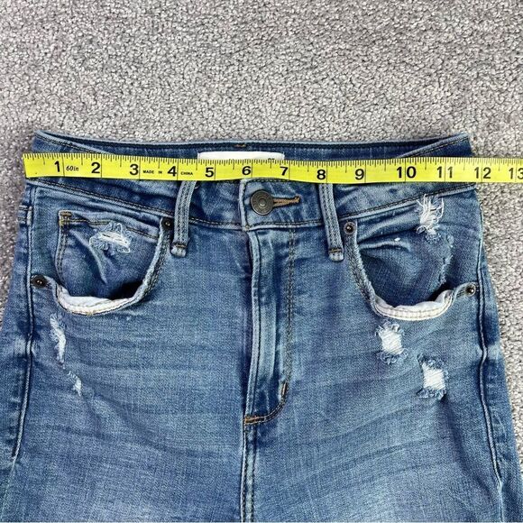 Abercrombie Jeans Women's 23X25 Blue Skinny Ankle High Rise Curve Love Distress - Picture 8 of 13